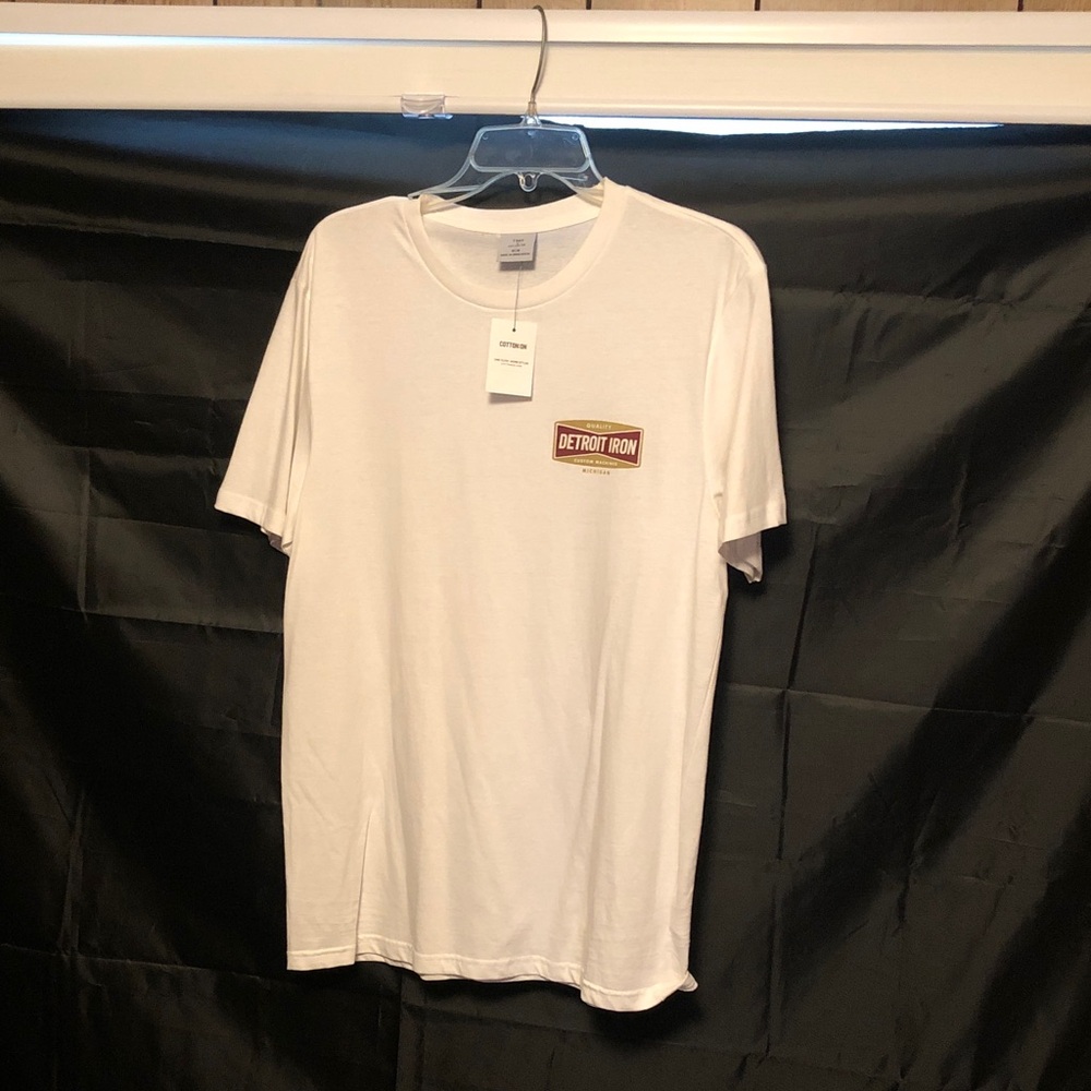 Tbar White T-Shirt with Detroit Customs Design by Cotton On